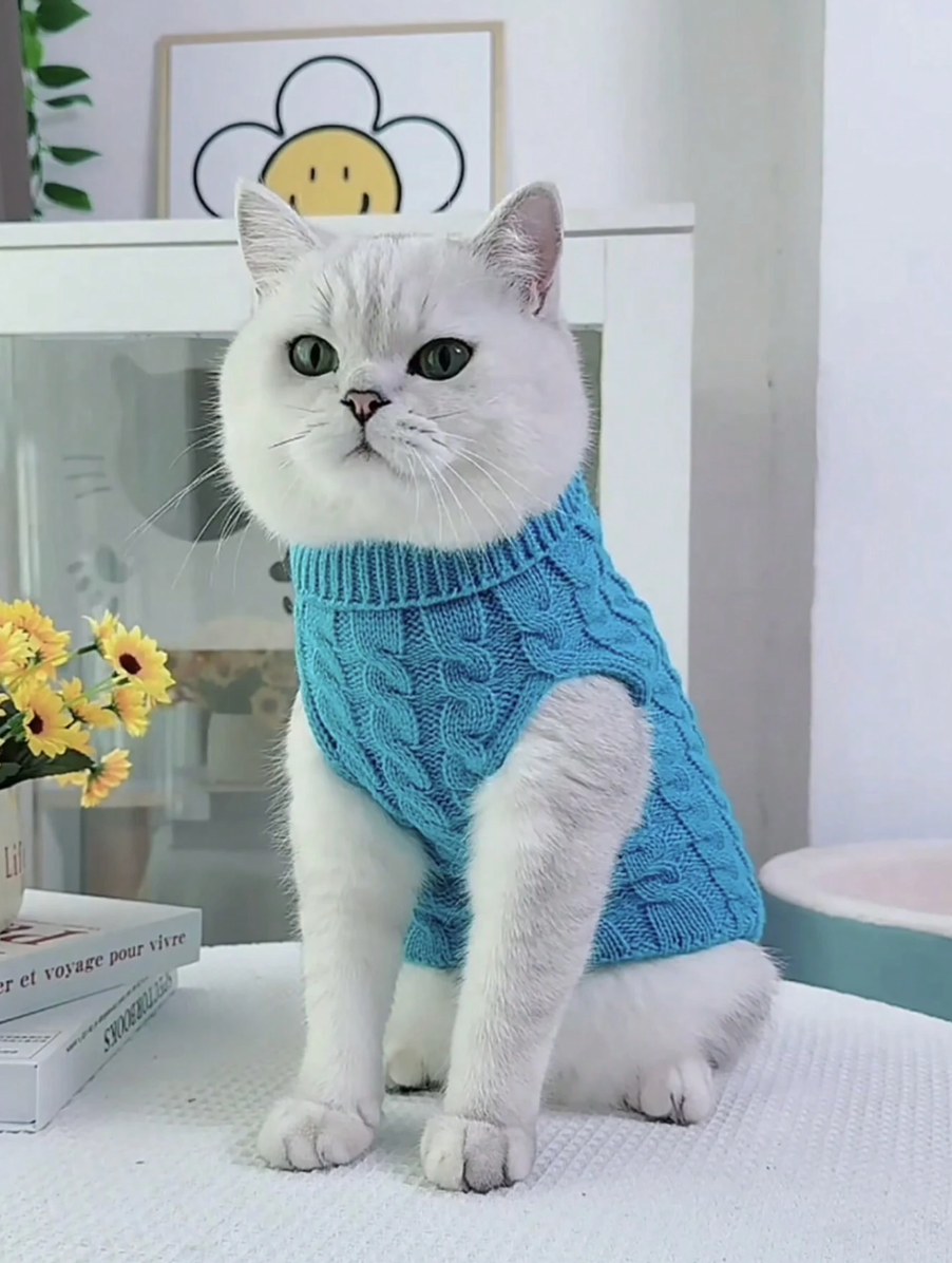 Knitted Cable Sweater For Pets