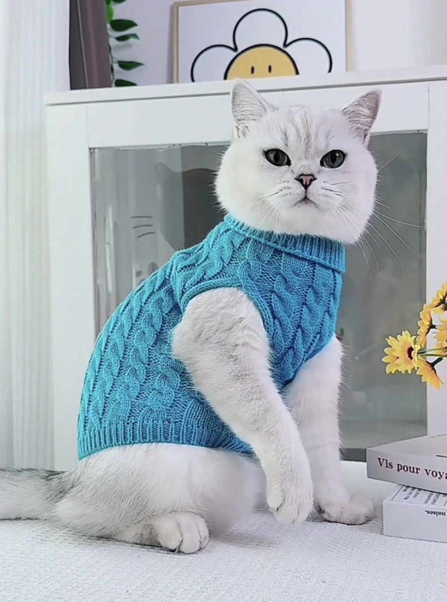 Knitted Cable Sweater For Pets