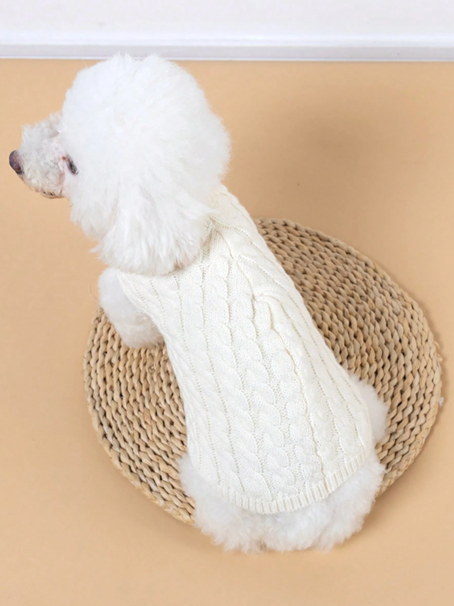 Knitted Cable Sweater For Pets