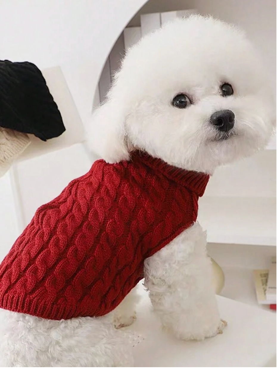 Knitted Cable Sweater For Pets